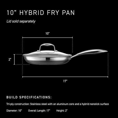 HexClad 10" Hybrid Nonstick Frying Pan, Dishwasher & Induction Safe - size: 10-inch, style: Pan