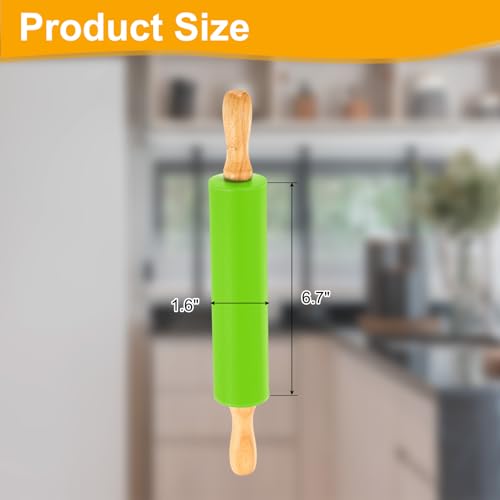 uxcell 6.7 Inch Silicone Rolling Pin Small Dough Roller Green - color: Green, size: 6.7 Inch