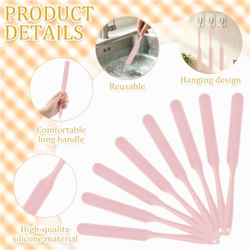 9 Pcs Silicone Jar Spatulas, Narrow Heat-Resistant Reusable Scraper, Pink - color: Pink