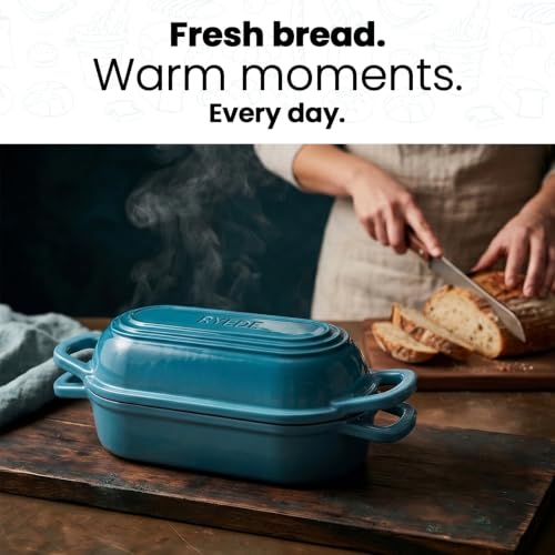Oval Dutch Oven for Bread Baking,11.3x5.3 Enameled Cast Iron Bread Pan,Blue - color: Blue
