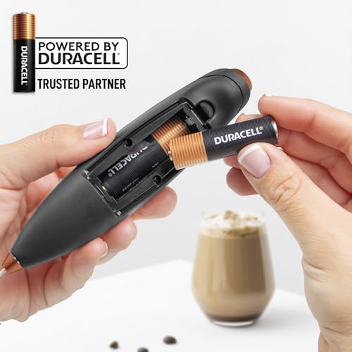 Zulay Kitchen Powerful Milk Frother Wand With Duracell Batteries - Ultra Fast Handheld Drink Mixer - Electric Whisk Foam Maker for Coffee, Lattes, Cappuccino & Matcha - Double Whisk - Black Copper - color: Jet Copper, size: Double Whisk + Batteries
