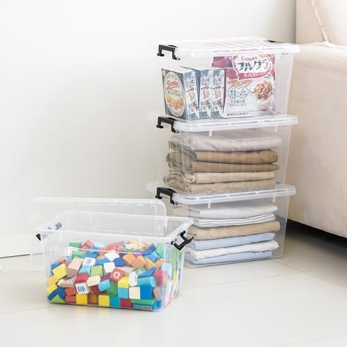 Citylife 22 Qt Plastic Storage Bins with Latching Lids 4 Packs - color: Clear White, size: 22 QT-4 Packs
