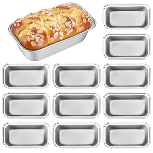 Uiifan 12 Pack Mini Loaf Pans, 6.1 x 3.3 x 2.1 in, Silver - color: Silver, size: 6*3.3*2inch