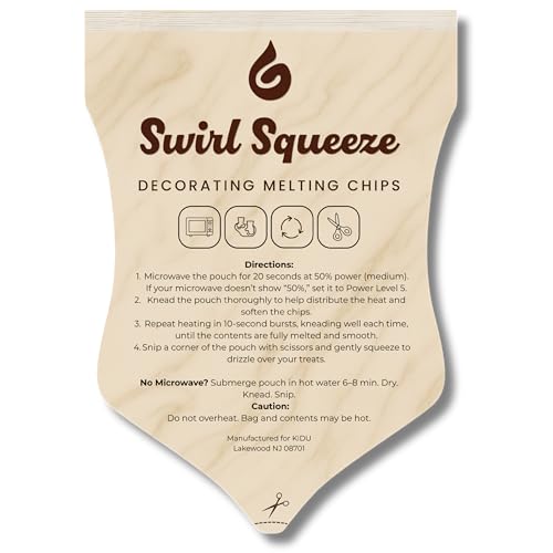 SwirlSqueeze by KIDU Pantry – Microwaveable Drizzle Pouch with 6oz Milk Merckens Melting Wafers – Simply Microwave, Snip, and Drizzle | 3 Pack - size: 6 Ounce (Pack of 3)