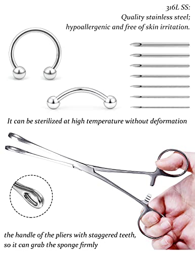 Vsnnsns 9 Style 316L Surgical Steel Body Piercing Tools Kit Piercing Clamps Forceps Use for Nose Septum Lip Tongue Eyebrow Belly Rings Ear Dermal Piercing Jewelry Kit Tools - color: Style 3, Piercing Clamp Forceps