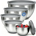 Deedro Mixing Bowls with Airtight Lids, Stainless Steel Mixing Bowls Set - color: Gray