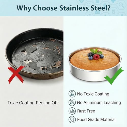 Hemoton Round Cake Pan Set of 2 Stainless Steel 7-inch