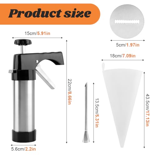 Stainless Steel Churro Maker Kit with 8 Discs, 8 Tips and Piping Bag