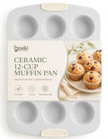 Boxiki Kitchen Nonstick Ceramic 12-Cup Muffin Pan, 15 x 10 Inch