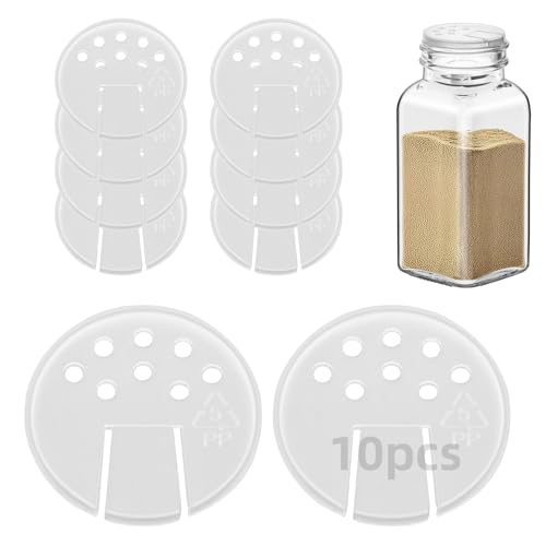 10Pcs Plastic Adapters for 4oz Glass Spice Jars,White Spice Caps -Special 2-in-1 shaker lid for jars Pour and Shake style with seal (10)