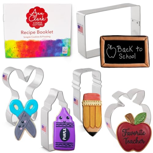 Ann Clark Back to School Cookie Cutters Set of 5, Made in USA - style: Back to School Set, 5-pc.