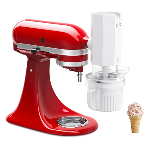2 in 1 Ice Cream Maker and Shaved Ice Attachment for KitchenAid Stand Mixers, 2 Small Ice Cream Bowls, Snow Cone Machine with Coarse and Fine Blades, 8 Ice Molds