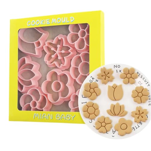 MayeBridge Cookie Cutter 8 Pieces Flower Cookie Cutters Plastic Cookie Stamps Cookie Mould Press Cross Cookie Mould Set Baking Kitchen Tools (Flower 1115A) - color: Flower 1115A
