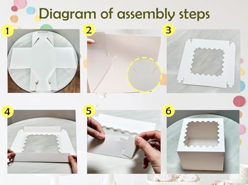 10pcs Tall Cake Boxes,10x10x10 White Bakery Boxes with Window Cake Containers 10 Inch Large Cake box,10x10 Square Cardboard Cake Box,Cake Decorating Supplies for Gift Giving