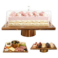 OUEST 17” Rectangular Acacia Wood Cake Stand with Shatterproof Acrylic Lid
