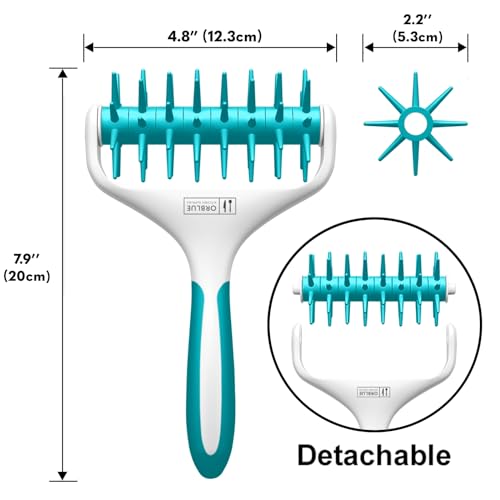 Orblue Pizza Dough Docker, Pastry Roller with Spikes, Pizza Docking Tool for Home & Commercial Kitchen - Pizza Making Accessories that Prevent Dough from Blistering, Aqua - color: Aqua Blue