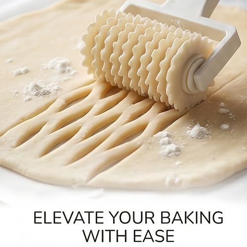 Pastry Lattice Roller Cutter 45mm Wheel Diameter 190mm Length ABS Material for Pie Crust Design Baking Tool Cutting Efficiency Home Bakers Saving Time in Dessert Preparation