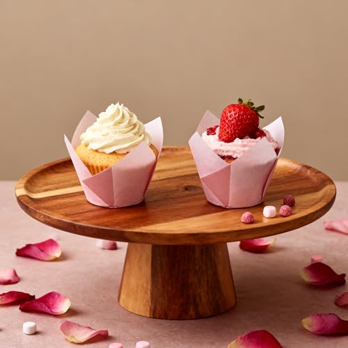50 Pcs Pink Tulip Cupcake Liners for Baking, Muffin Liners - color: Pink