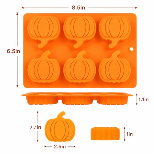 2 Pack 6-Cavity Pumpkin Silicone chocolate Molds, Fall Baking Molds - color: pumpkin 2 pcs-Orange
