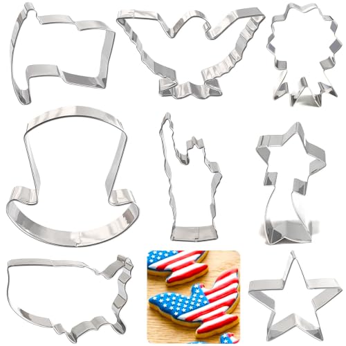 4th of July Cookie Cutters 8Pcs Large Size for Celebration - style: 4th of July