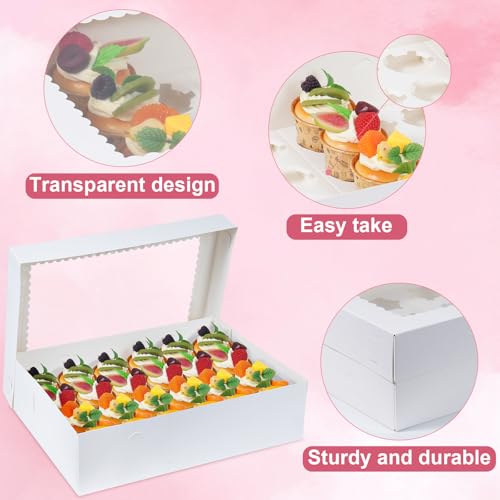 10Pack Cupcake Boxes with Window, 24 Count Cupcake Carriers - color: Blue & Pink