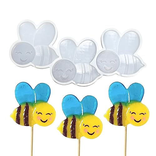 mostsom Silicone Lollipop Molds,Chocolate Candy Mold Lollypop Sucker Molds Flower Honeycomb Chocolate Hard Candy Molds No Sticks 2PCS (E_ Bee) - size: E_ Bee