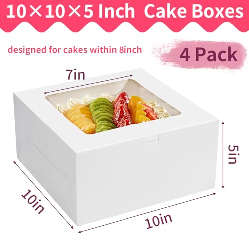 WINKIO Cake Boxes 10 inch, Cake Carrier Holder, Storage Transport Container - size: 10×10×5