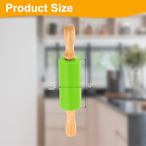 uxcell 4 Inch Silicone Rolling Pin Small Dough Roller Green - color: Green, size: 4 Inch