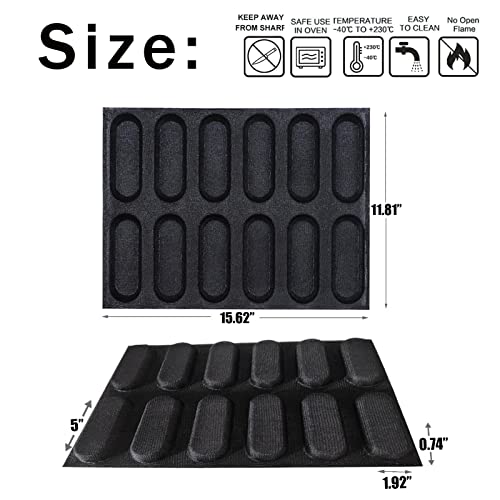 Dioycli Bread Mold for Baking Silicone Mini Baguette Bread Pan, 12-Loaf - size: 12 Mini Cavities