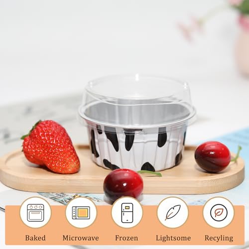 50 Pack 5oz Mini Cake Pans with Lids, Cow Print - color: Cow Print, size: Round