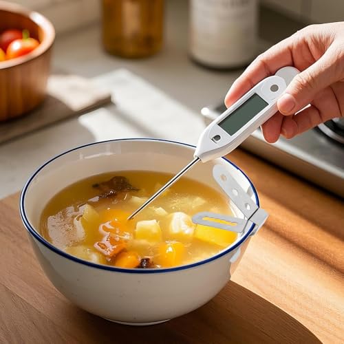 NUOBESTY Thermometer Probe Clip Food Thermometer Holder for BBQ Grill Cooking Baking and Brewing Strong Grip Probe Holder for Temperature Reading 1.65 X 1.57 X 0.59in 1 Pack