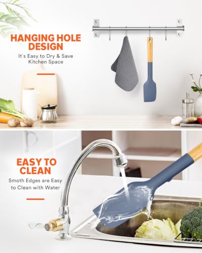 Badiano Silicone Heavy-Duty Spatula, Rubber Scraper for Nonstick Cookwares - color: GLAUCOUS