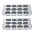 Caraway Non-Stick Ceramic-Coated 12-Cup Muffin Pan Duo - color: Gray, size: 2x Muffin Pan (12 Cup)