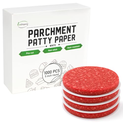 EcoDispose 1000 Pcs 5 Inch White Non-Stick Round Hamburger Patty Paper - color: White, size: 5" Round