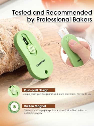 CLUEAPOP Bread Lame, Sourdough Scoring Tool, Extractable & Magnetic Bread Scoring Tool, Bread Baking Supplies, Bread Scorer Tool for Bread Baking & Sourdough Baking, Bread Scorer with 5 Razor Blades - color: Green