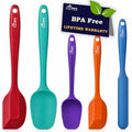 HOTEC 600℉ Heat Resistant Silicone Rubber Spatula Set,Multicolor, Set of 5 - color: Multicolor