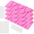 Newk Lollipop Silicone Mold, 4 Packs 6- Cavity Non-Stick Paw Silicone Molds for Lollipop Chocolate Candy