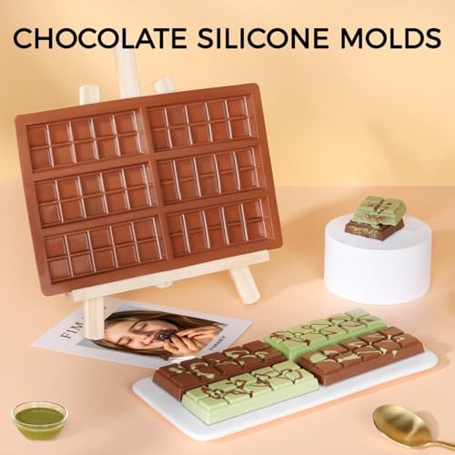 Chocolate Molds - Non-Stick Chocolate Bar Mold, Break Apart Chocolate Bar Maker Food Grade Deep Chocolate Bar Mold For Making Candy Knafeh Pistachio Chocolate Bar - Set of 2 - color: Choco: 2 PCS, size: Square