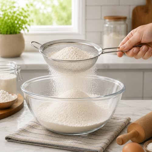 HiramWare Fine Mesh Strainer, Medium Stainless Steel Colander - size: Medium 5.51 Inch Diameter