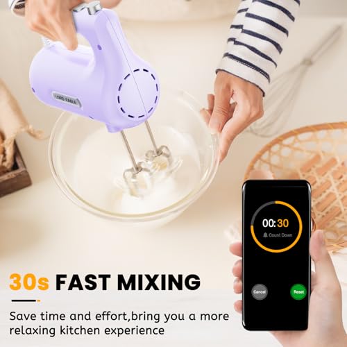 5-Speed Hand Mixer Electric With 4 Mixing Bowls Set