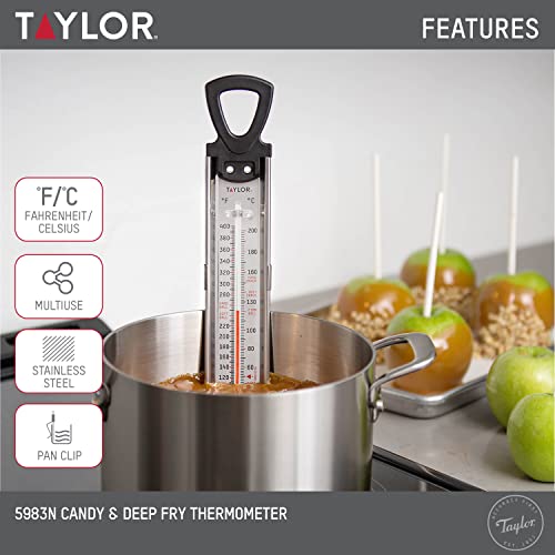 Taylor Candy and Deep Fry Thermometer Pan Clip 12-Inch Stainless Steel - color: Black