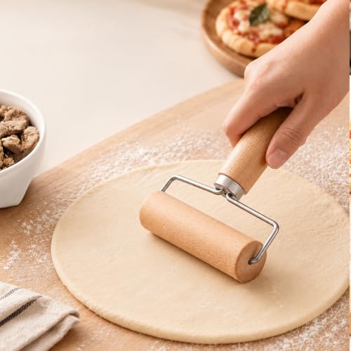 Small Rolling Pin, Wooden Dough Roller, Non-Stick Pizza Roller