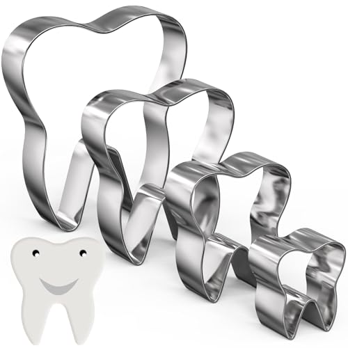 Havawish 4 Pcs Tooth Cookie Cutter Set 2 to 5 in Stainless Steel - style: Tooth
