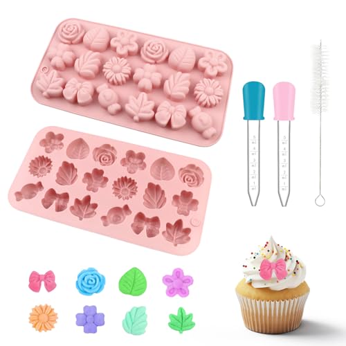 Flower Candy Molds Silicone 2PCS Daisy Rose Tulip Baking Set