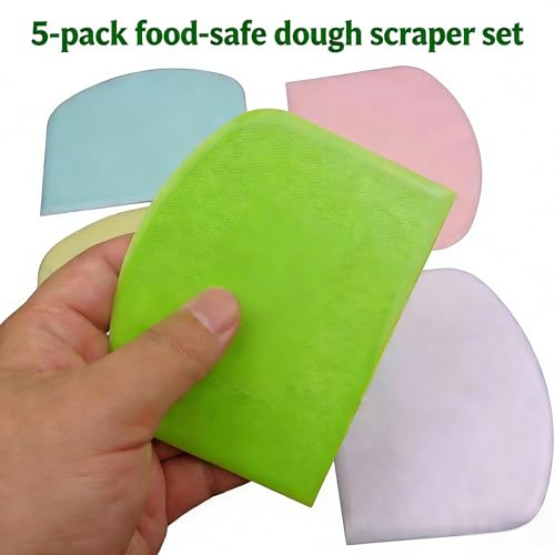 Dough Scraper Set, 5-Pack Food-Safe Plastic Bench Scrapers