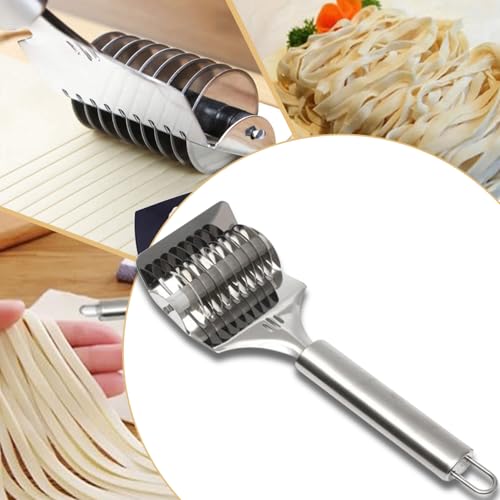 2PCS Noodle Cutter,Pasta Roller Tool for Homemade Noodles,Stainless Steel Noodle Maker for Kitchen Cooking Tools (Stainless steel)