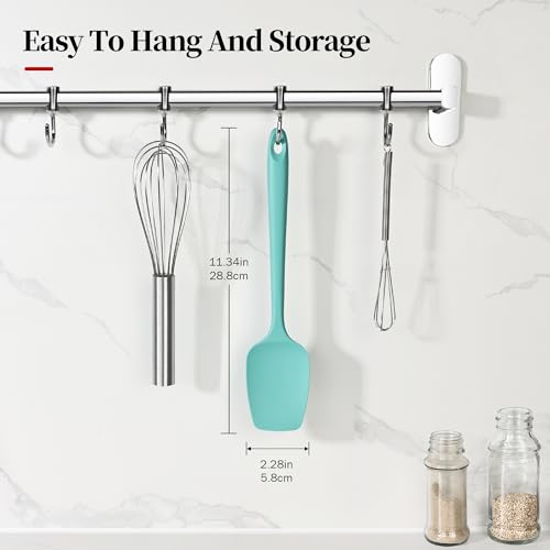 600ºF Heat Resistant Silicone Spoon Spatula for Cooking, Aqua Sky - color: Aqua Sky, size: 11.34in - Spoon Spatula