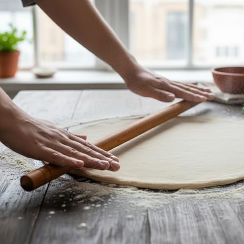 Turkish Rolling Pin, Natural Beech Wood Oklava for Baklava, Phyllo Dough, Pizza, Ravioli, Pasta & Pastry Baking, 18.7 x 0.75 in