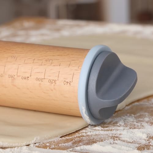 Adjustable Rolling Pin with Thickness Rings, 13.8", 4 Rings - color: Pastel