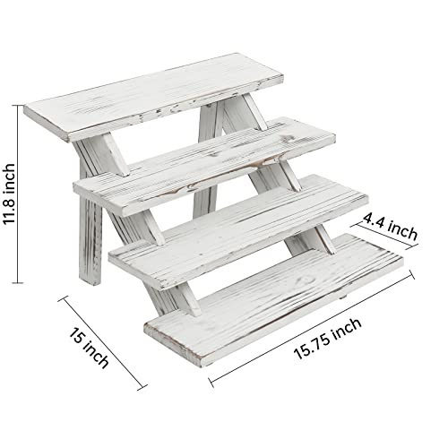 SwallowLiving 2pcs Wooden Rustic Cupcake Stand for 24 Cupcakes, Stepped Wood Display Stand for Weddings, Tiered Party Table Display Riser for Food , Dessert, Cookie, Decor, Craft Show, White - color: 2PCS | White | 4-tier